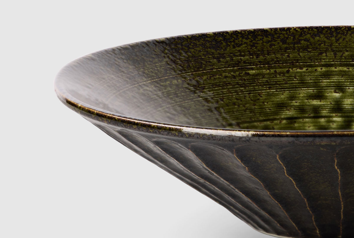 Fuji Shallow Bowl Oribe Green - L