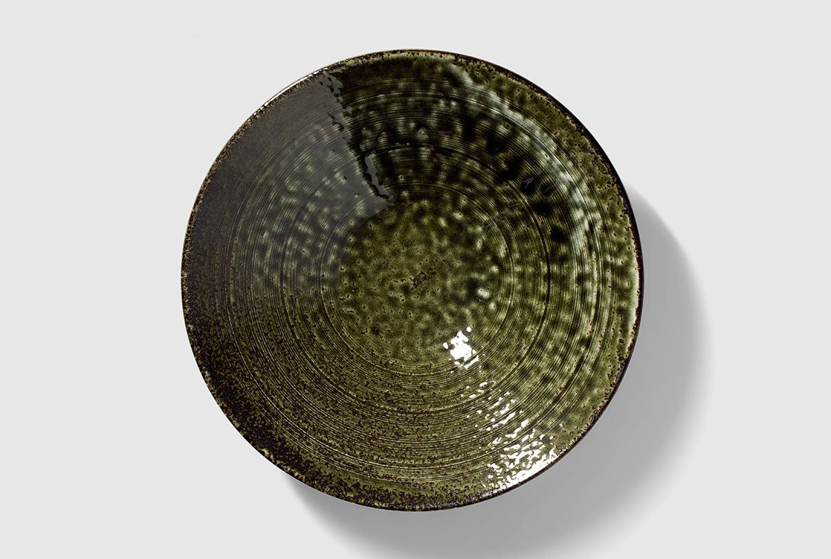 Fuji Shallow Bowl Oribe Green - L