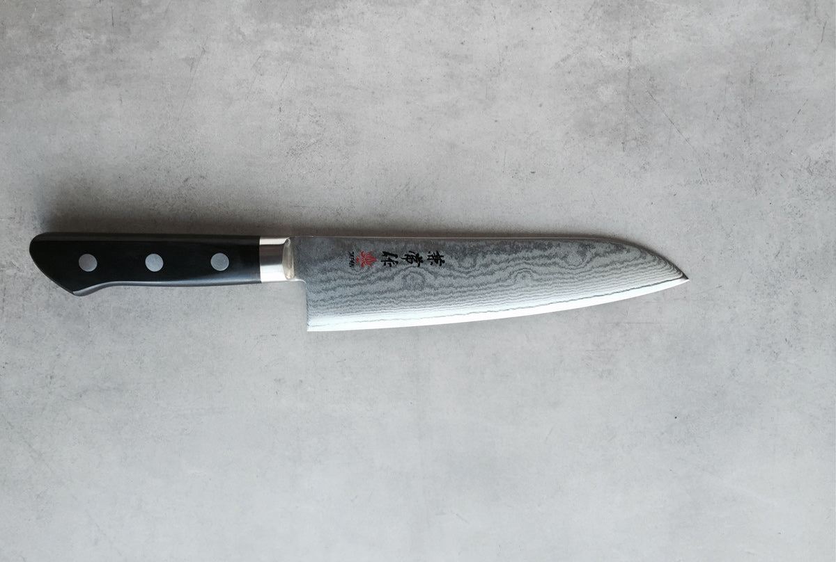 Kanetsune Damascus 180mm Santoku Knife