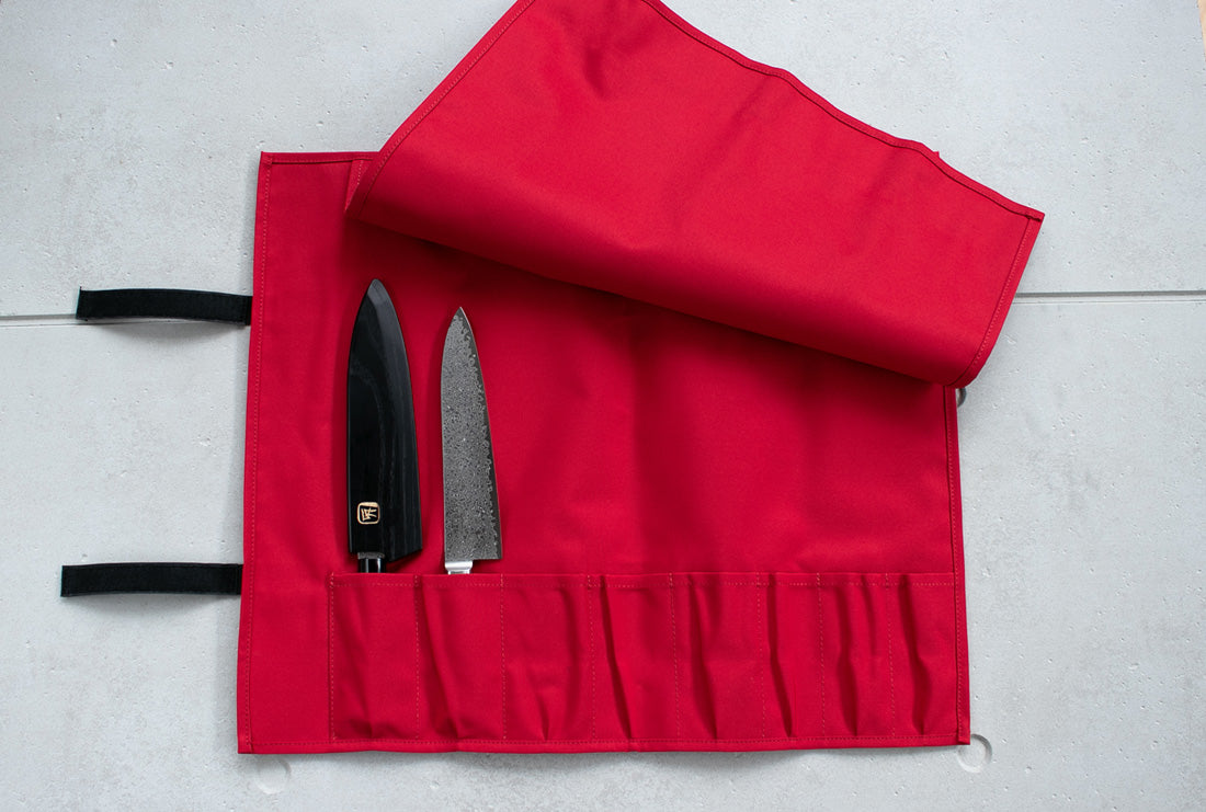 Knife Roll 8 Pockets Red