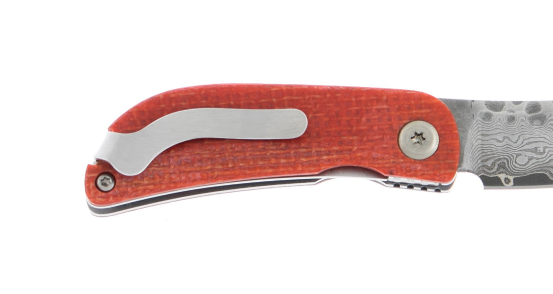 MCUSTA Jute Micarta Damascus Black Orange