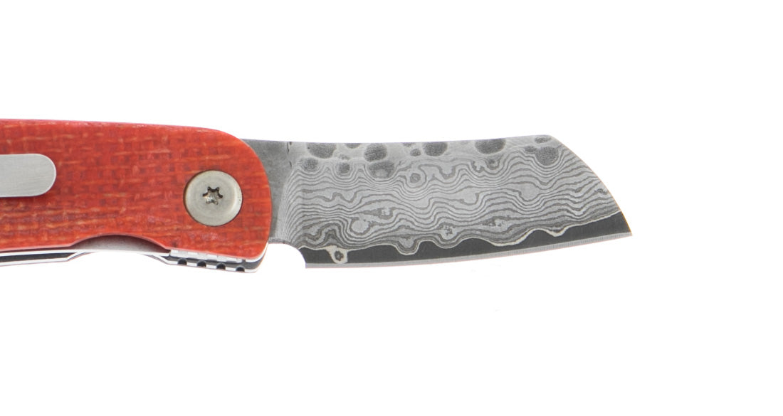 MCUSTA Jute Micarta Damascus Black Orange