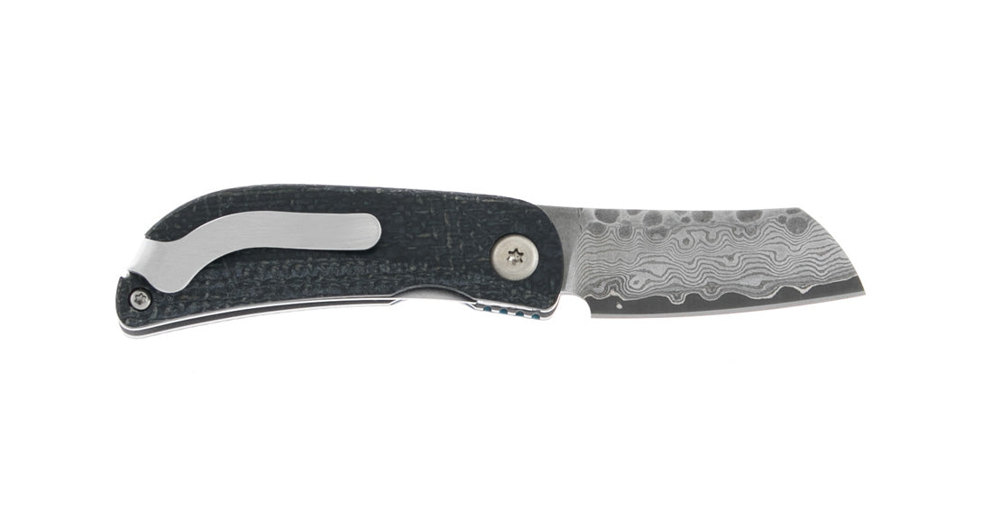MCUSTA Jute Micarta Damascus Blue Black
