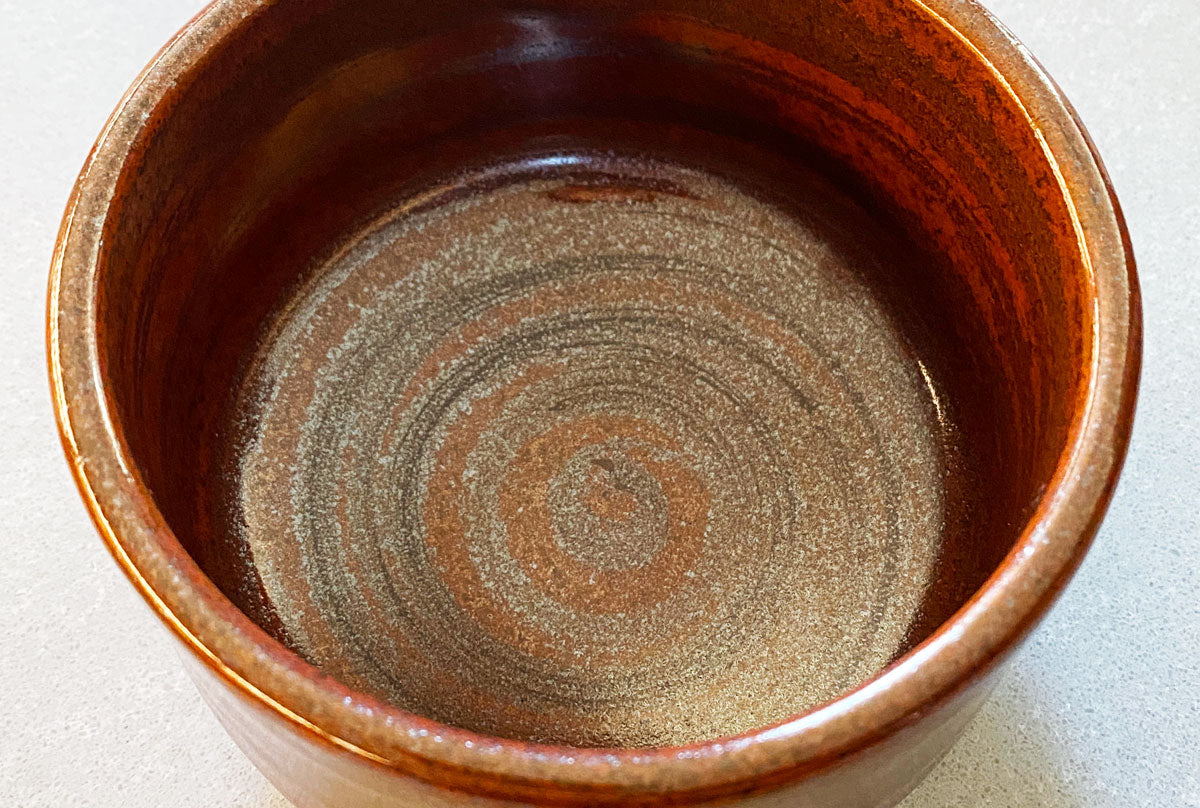 Matcha Bowl Sunset Red - Silver Swirl 400ml