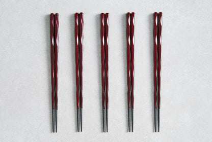 Fushimi Chopsticks Burgandy 24cm - Set of 5