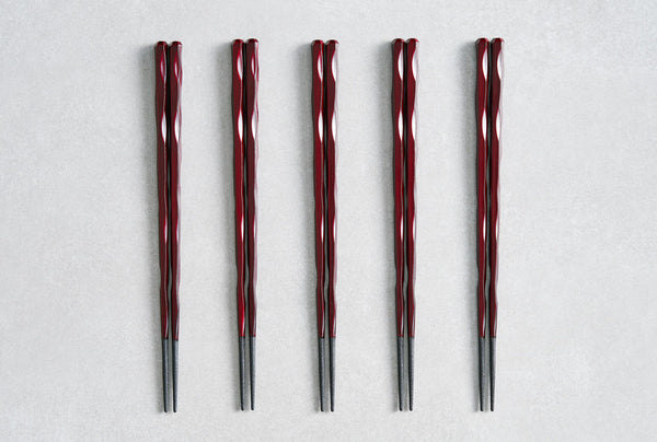 Fushimi Chopsticks Burgandy 24cm - Set of 5