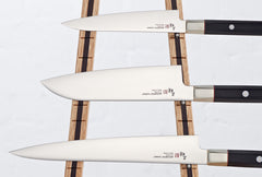 Mcusta 3pc Knife Set with Chestnut Stand