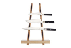 Mcusta 3pc Knife Set with Chestnut Stand