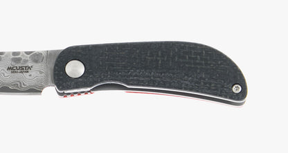 MCUSTA Jute Micarta Damascus Black Orange