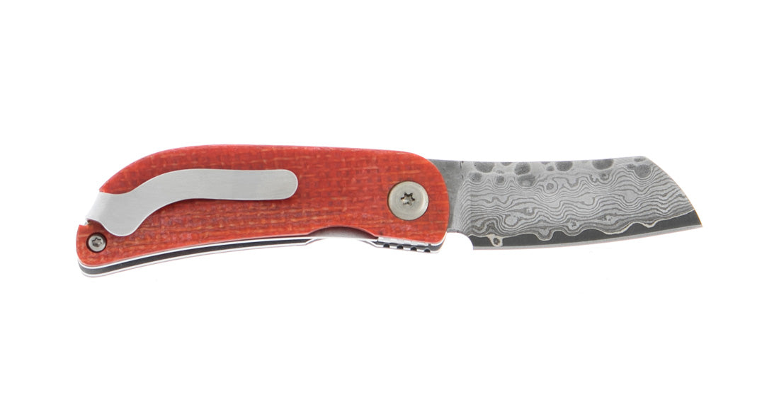 MCUSTA Jute Micarta Damascus Black Orange
