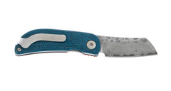 MCUSTA Jute Micarta Damascus Orange Blue